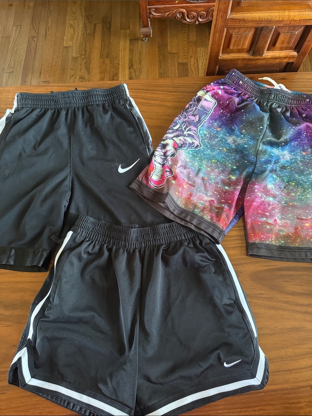 Nike Black & White boys Athletic Shorts Bundle, Ball is Wife with Galaxy Accent